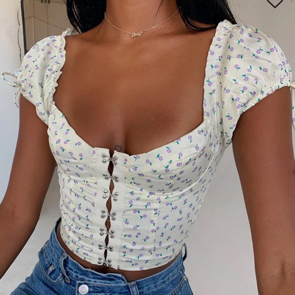Princess Polly Allyson Corset Puff Top Floral 6